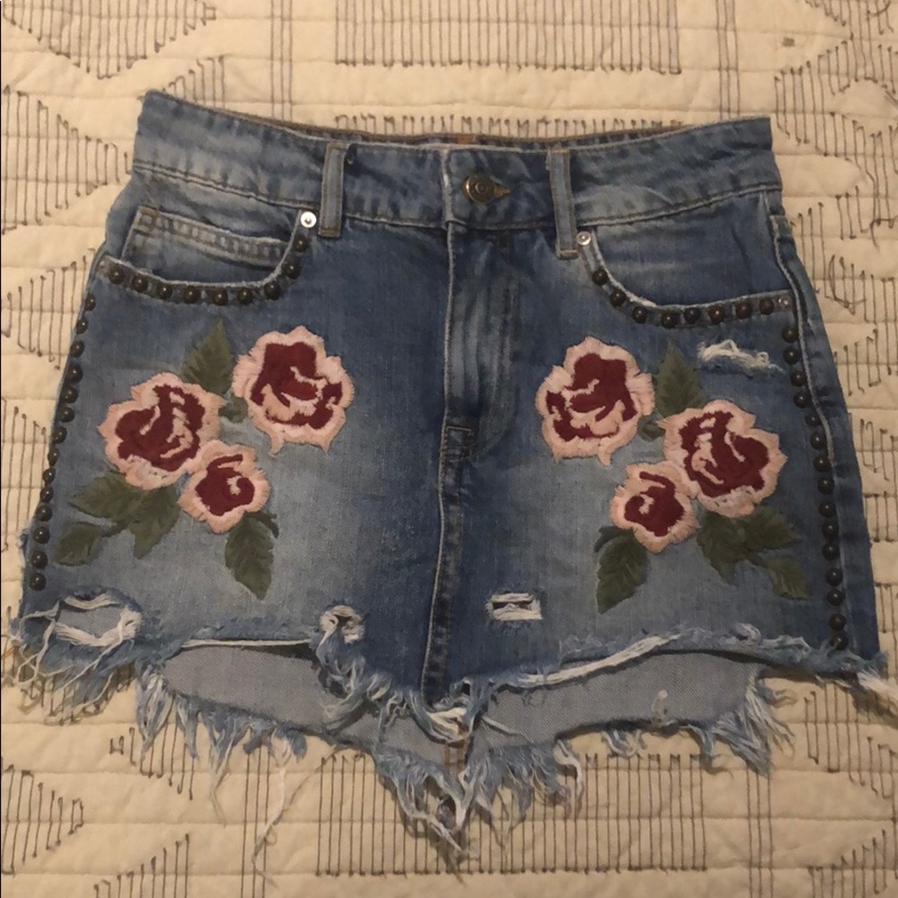 Free people mini jean skirt